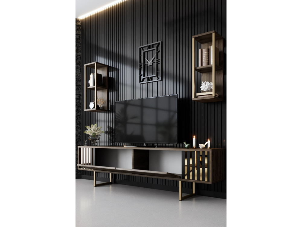 Porta TV in legno "Gold Line" - 180 x 30 x 48 cm - NoceNero