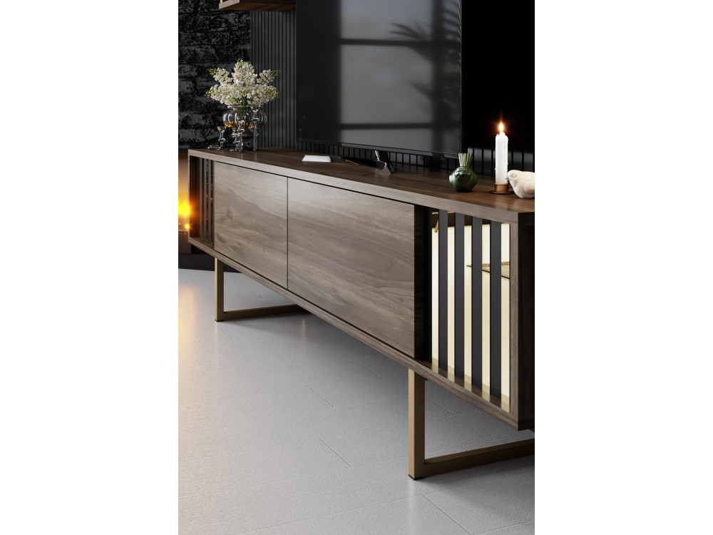 Porta TV in legno "Gold Line" - 180 x 30 x 48 cm - NoceNero