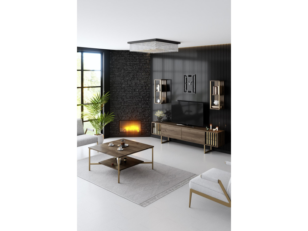 Porta TV in legno "Gold Line" - 180 x 30 x 48 cm - NoceNero