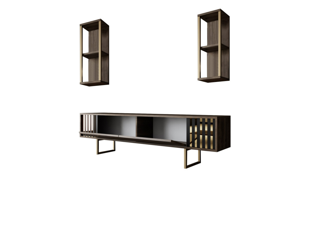 Porta TV in legno "Gold Line" - 180 x 30 x 48 cm - NoceNero