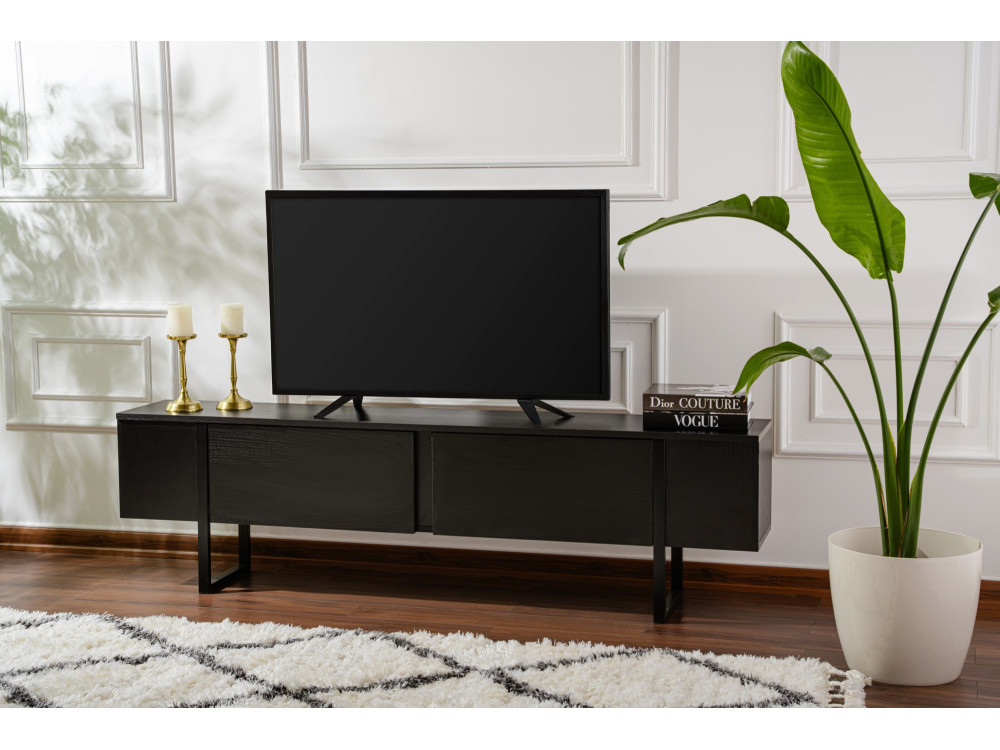 Porta TV in legno "Serenity" - 180 x 29 x 50 cm - Nero