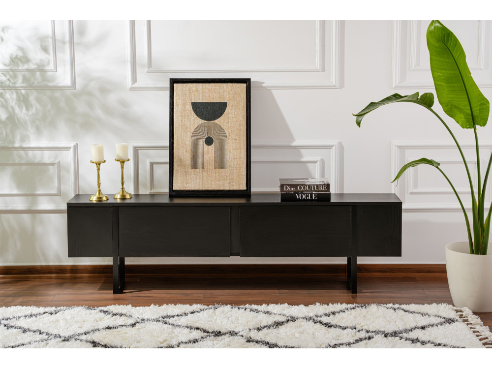 Porta TV in legno "Serenity" - 180 x 29 x 50 cm - Nero