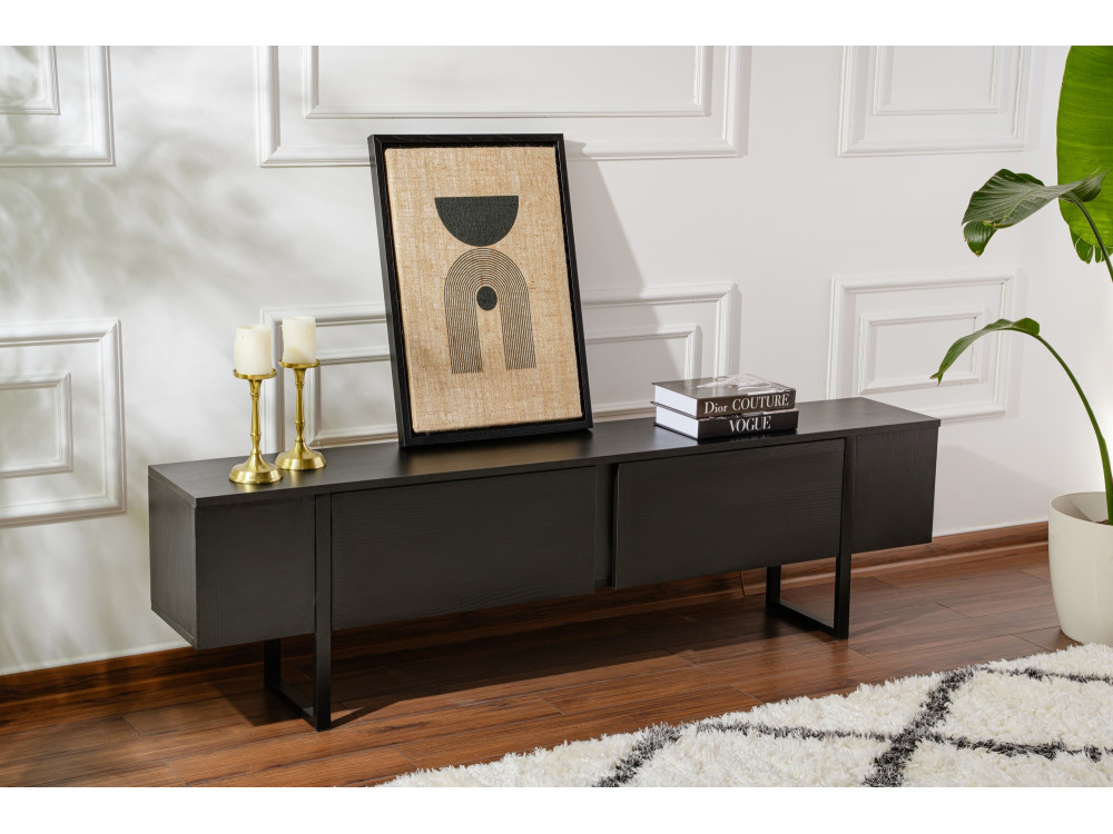 Porta TV in legno "Serenity" - 180 x 29 x 50 cm - Nero