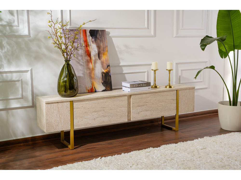 Mobile TV in legno "Serenity" 180 x 30 x 50 cm - Travertino