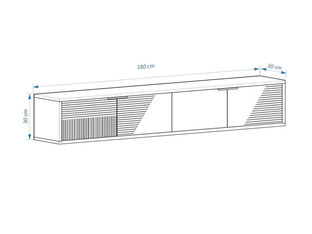 Mobile TV in legno "Parla" 180 x 30 x 30 cm - Antracite