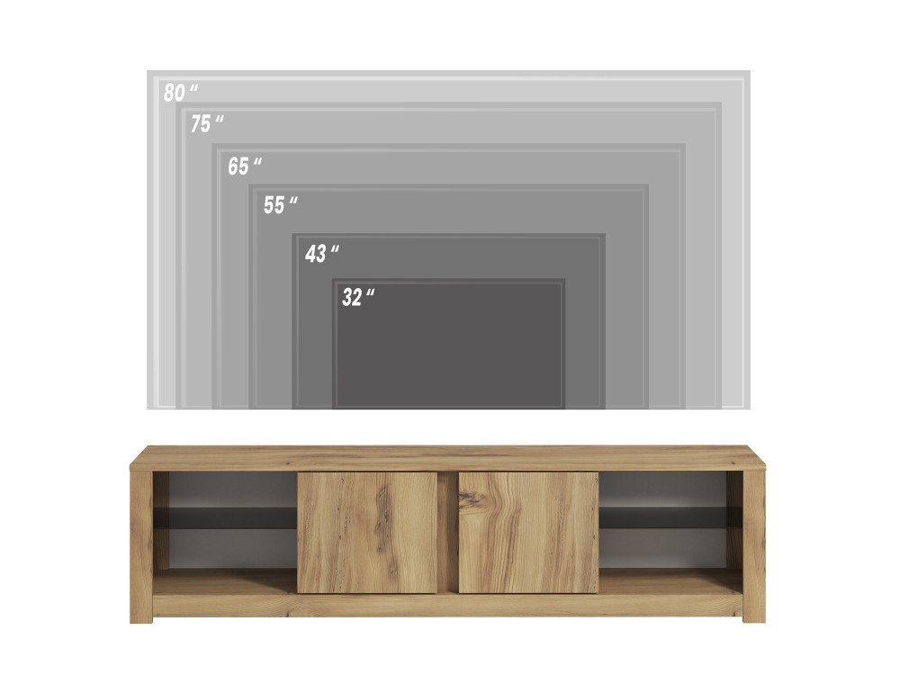 Porta TV in legno "Aydos" 180 x 35 x 45 cm - Rovere