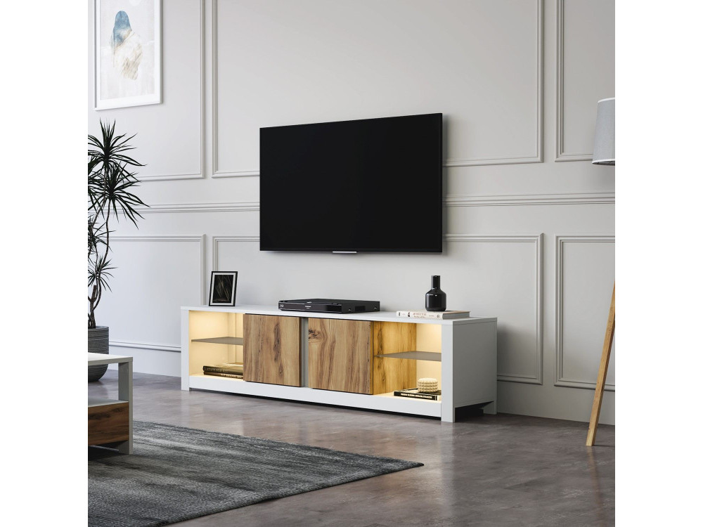 Porta TV in legno "Aydos" 180 x 35 x 45 cm - Bianco