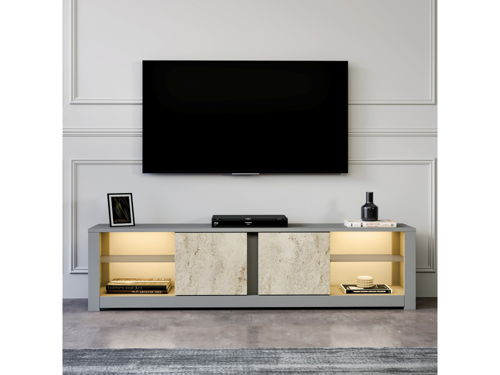Porta TV in legno "Aydos" 180 x 35 x 45 cm - Grigio