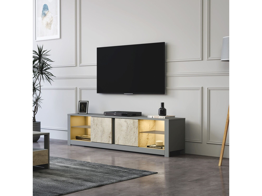 Porta TV in legno "Aydos" 180 x 35 x 45 cm - Grigio