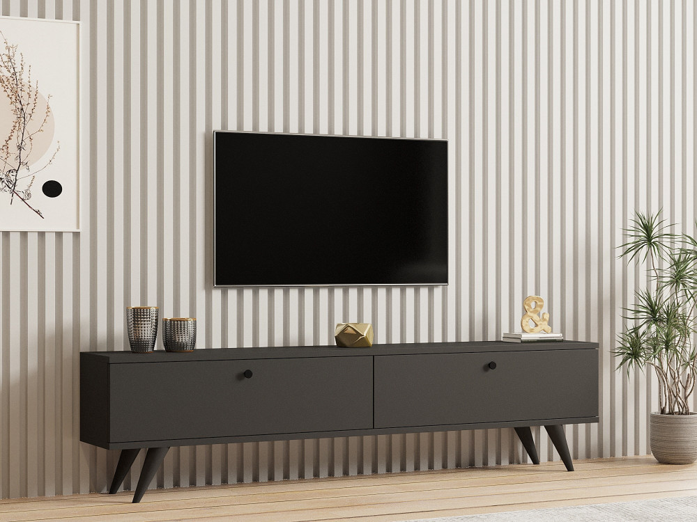 Mobile TV in legno "Parlak" - 160 x 25 x 40 cm - Grigio antracite