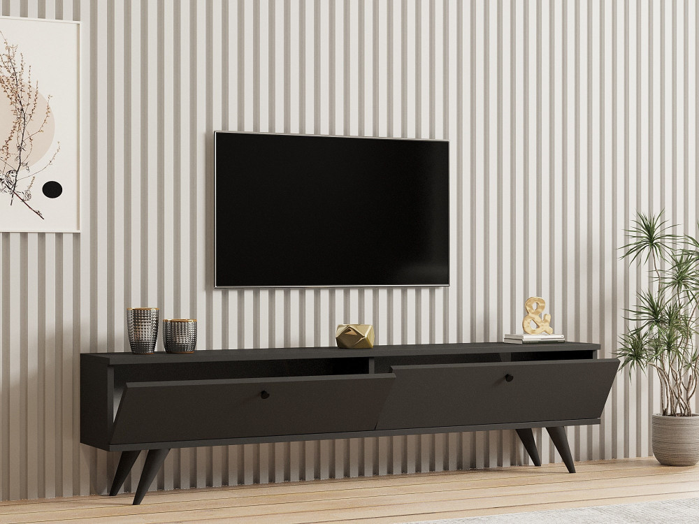 Mobile TV in legno "Parlak" - 160 x 25 x 40 cm - Grigio antracite