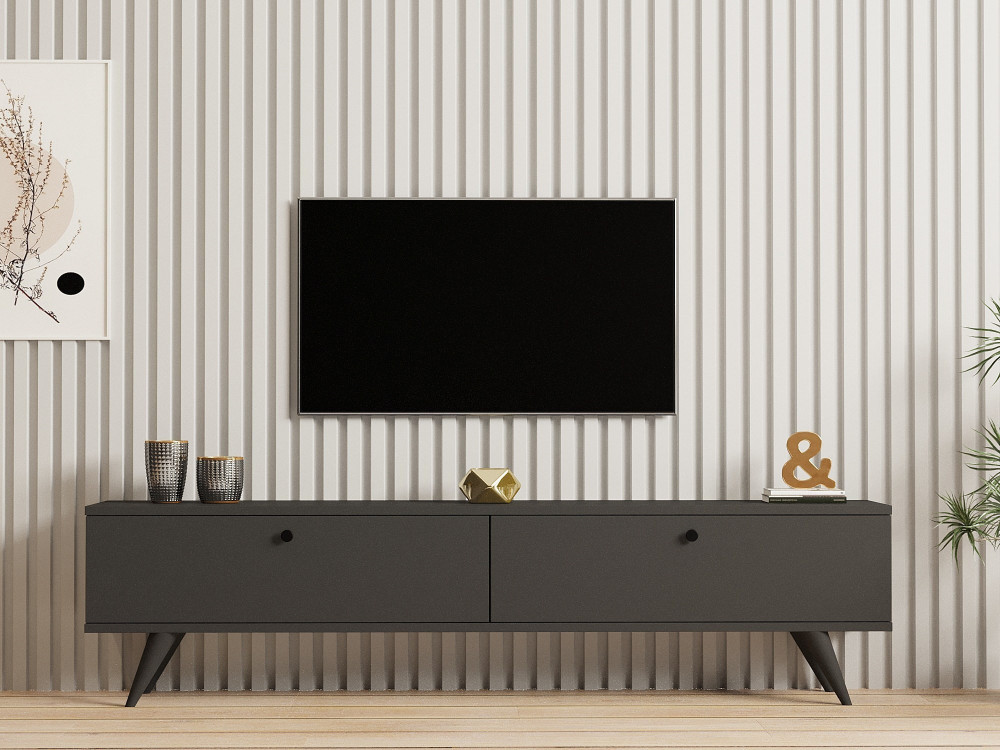 Mobile TV in legno "Parlak" - 160 x 25 x 40 cm - Grigio antracite