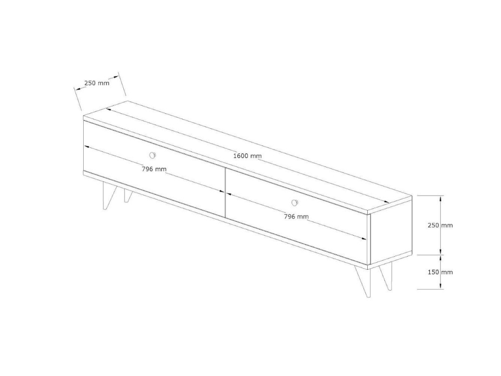 Mobile TV in legno "Parlak" - 160 x 25 x 40 cm - Grigio antracite