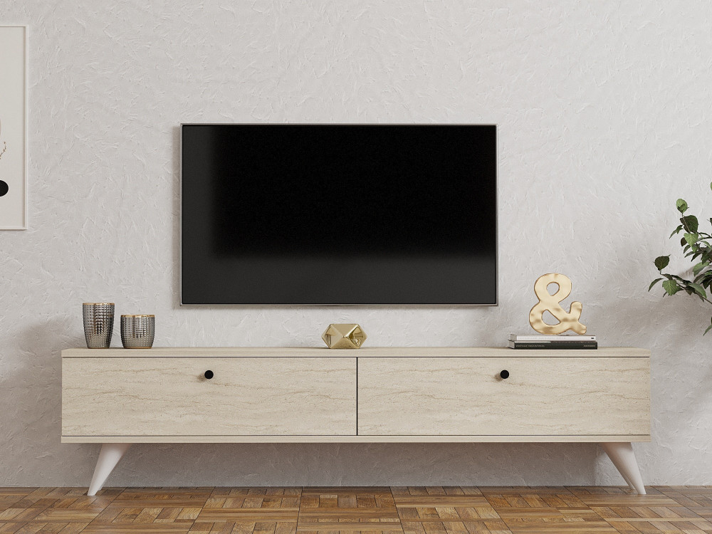 Porta TV in legno "Parlak" - 160 x 25 x 40 cm - Beige