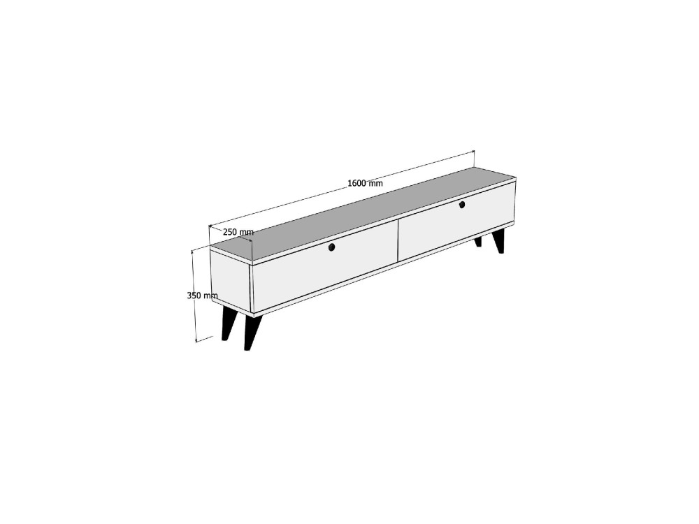 Porta TV in legno "Parlak" - 160 x 25 x 40 cm - Bianco