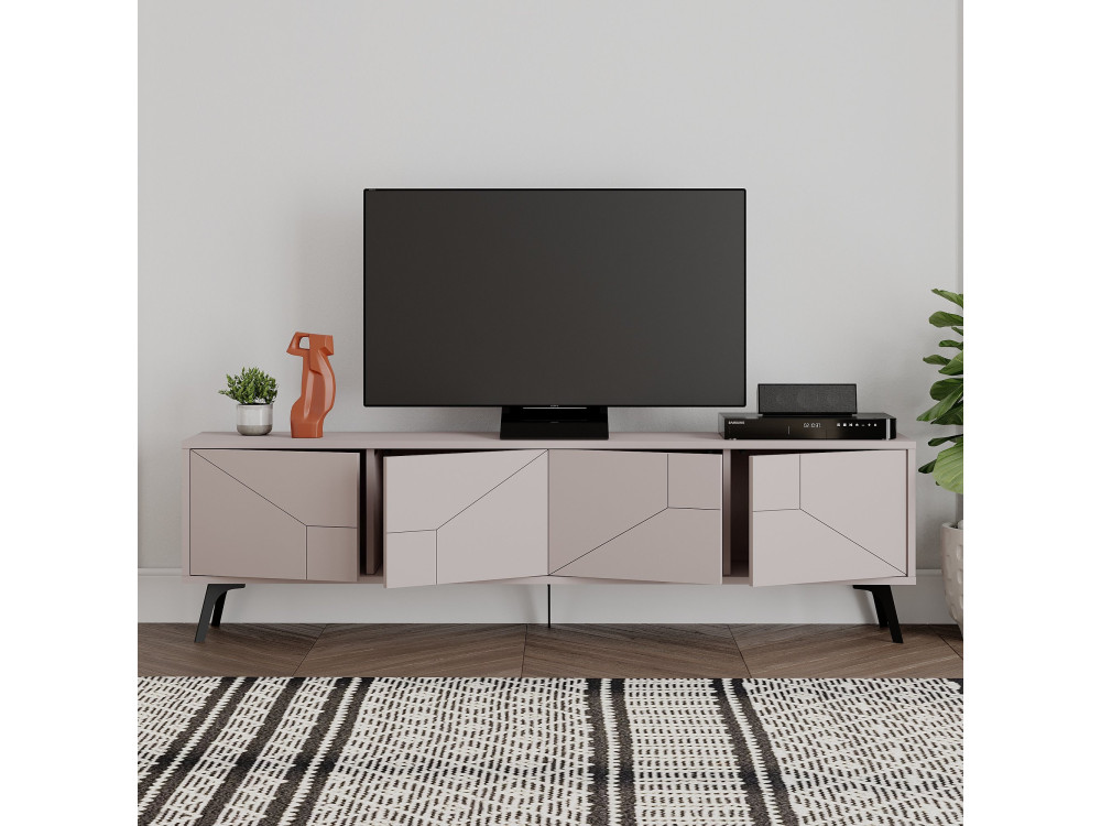 Porta TV in legno "Dune" - 180 x 29 x 50 cm - Marrone chiaro moka