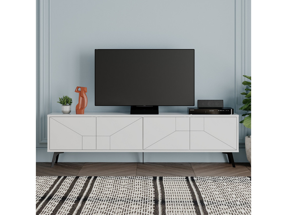Porta TV in legno "Dune" - 180 x 29 x 50 cm - Bianco