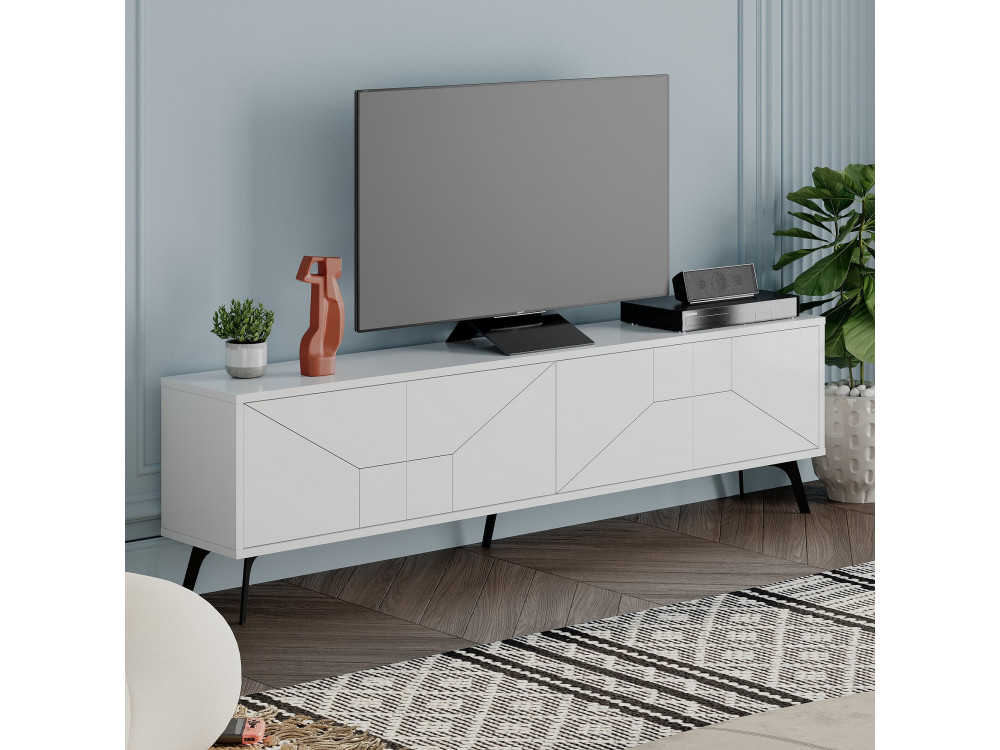 Porta TV in legno "Dune" - 180 x 29 x 50 cm - Bianco
