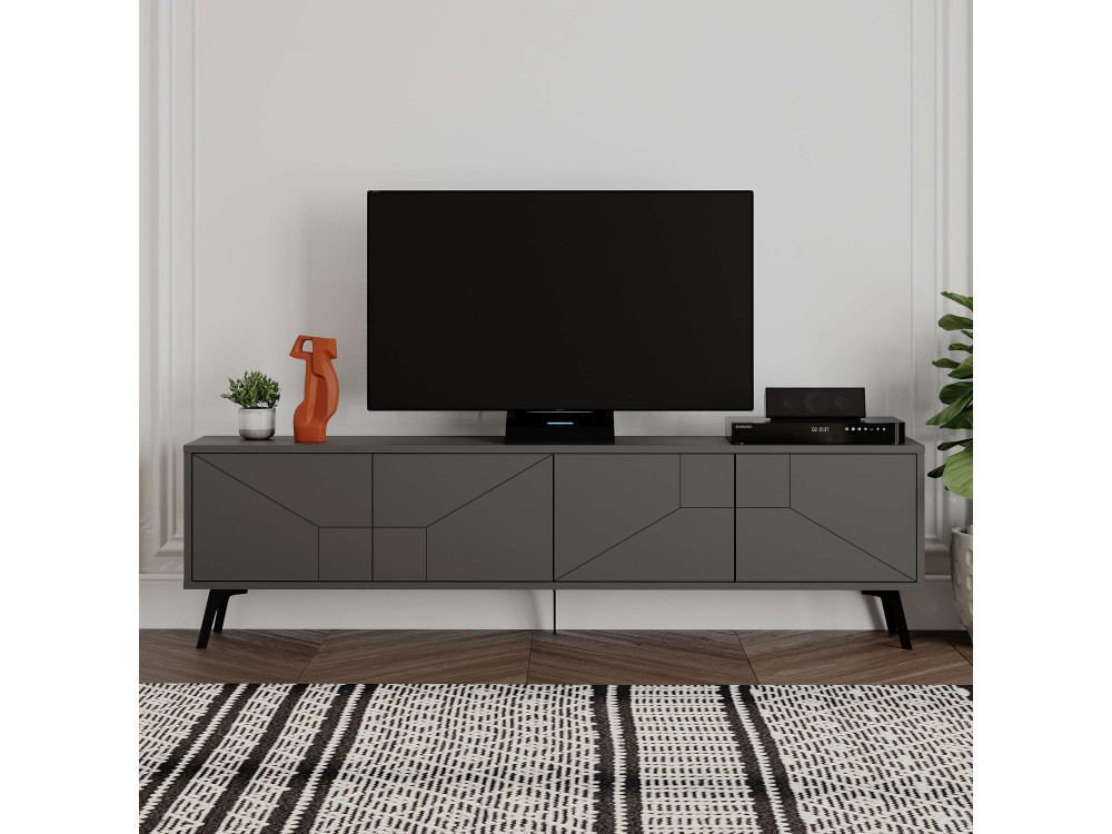 Porta TV in legno "Dune" - 180 x 29 x 50 cm - Grigio antracite