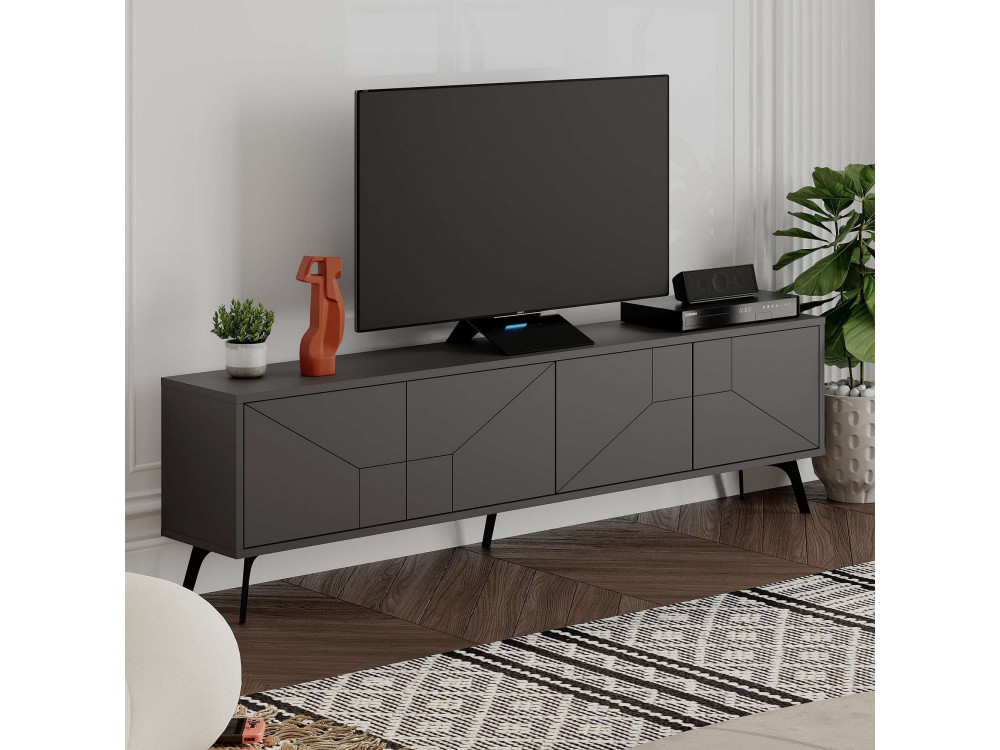 Porta TV in legno "Dune" - 180 x 29 x 50 cm - Grigio antracite