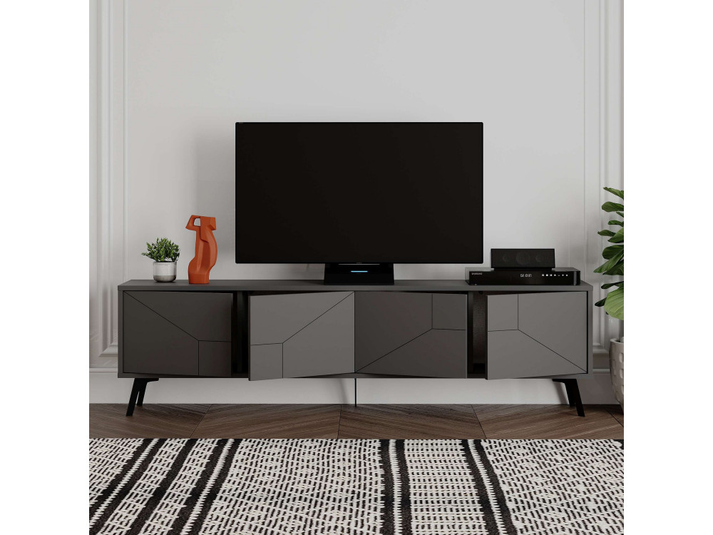 Porta TV in legno "Dune" - 180 x 29 x 50 cm - Grigio antracite
