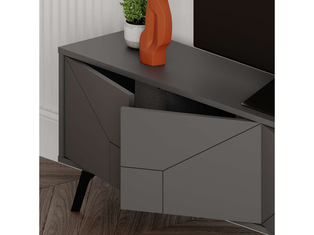 Porta TV in legno "Dune" - 180 x 29 x 50 cm - Grigio antracite