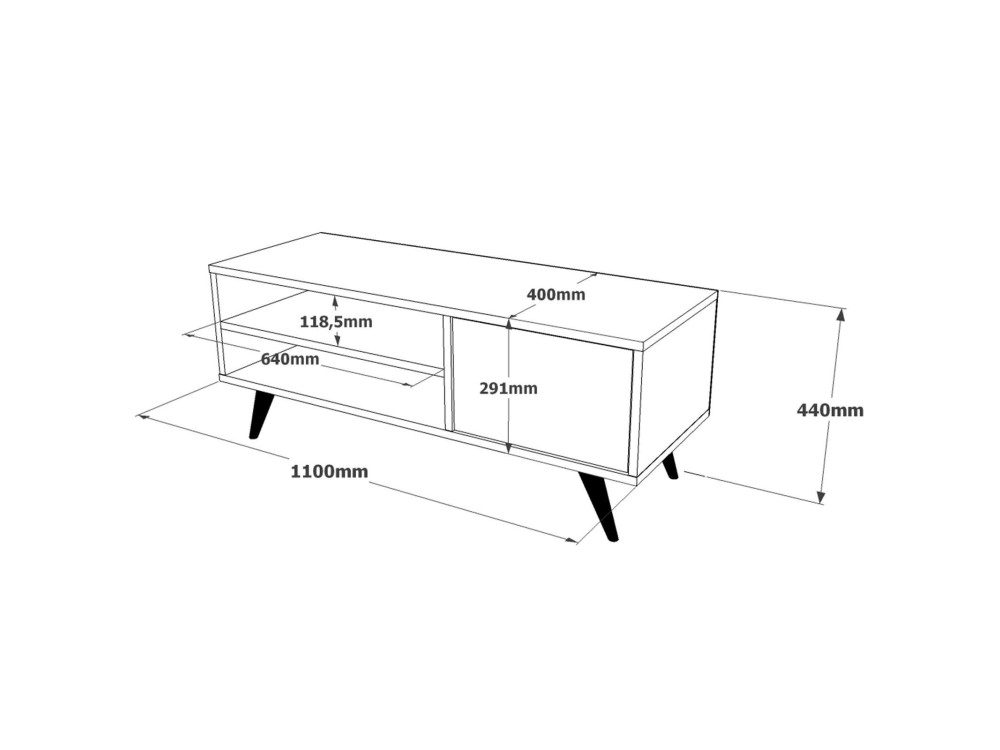 Porta TV in legno "Imo" - 110 x 40 x 44 cm - Marrone