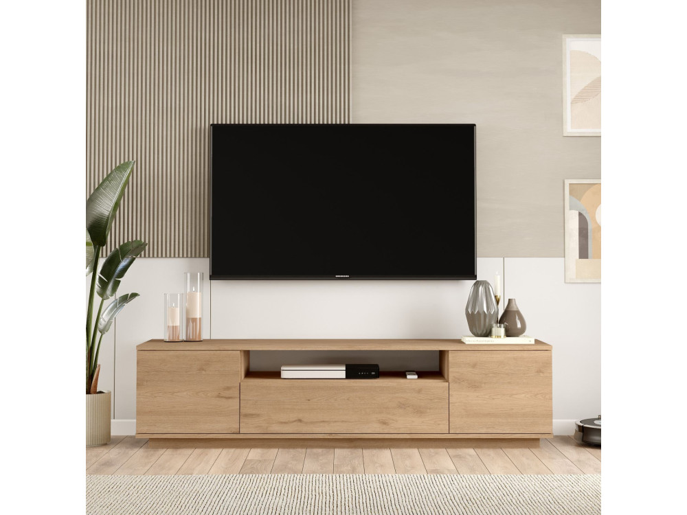 Porta TV in legno "Rowen" - 180 x 44 x 44 cm - Marrone