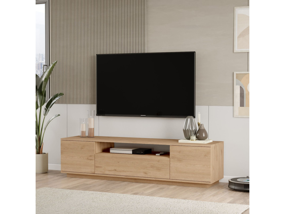 Porta TV in legno "Rowen" - 180 x 44 x 44 cm - Marrone