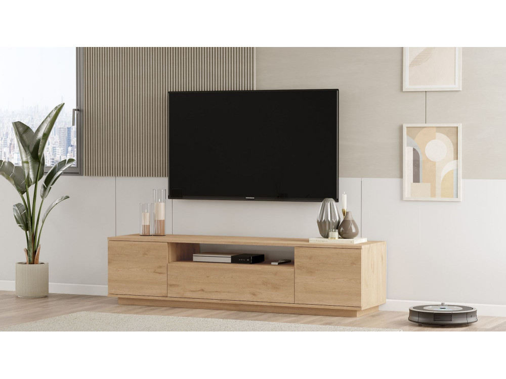 Porta TV in legno "Rowen" - 180 x 44 x 44 cm - Marrone
