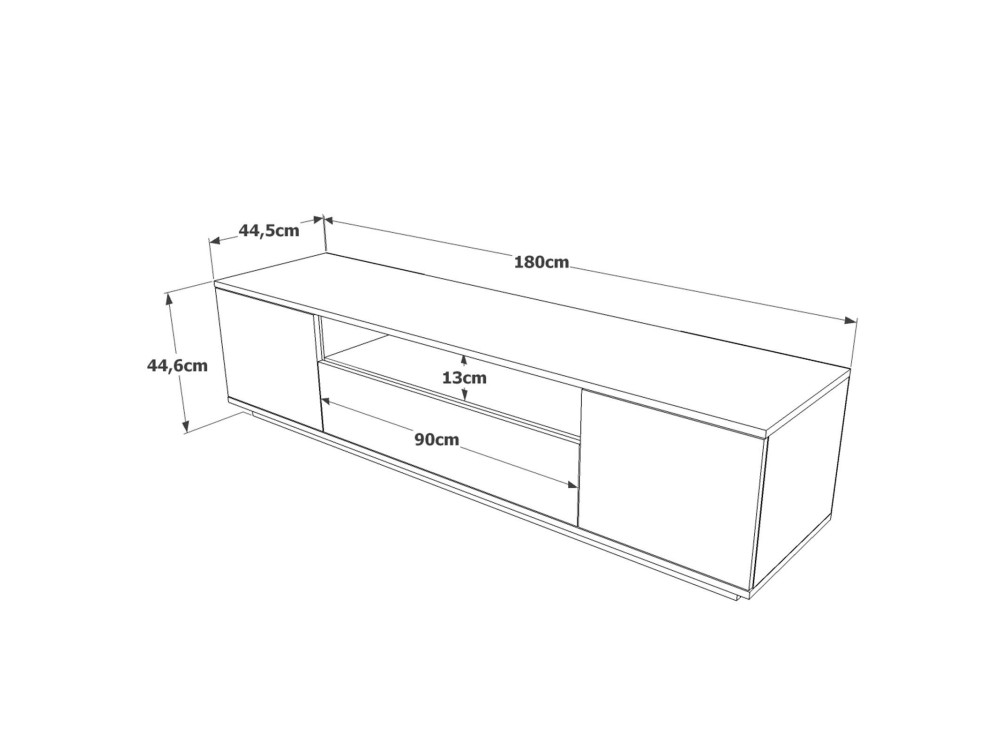 Porta TV in legno "Rowen" - 180 x 44 x 44 cm - Marrone