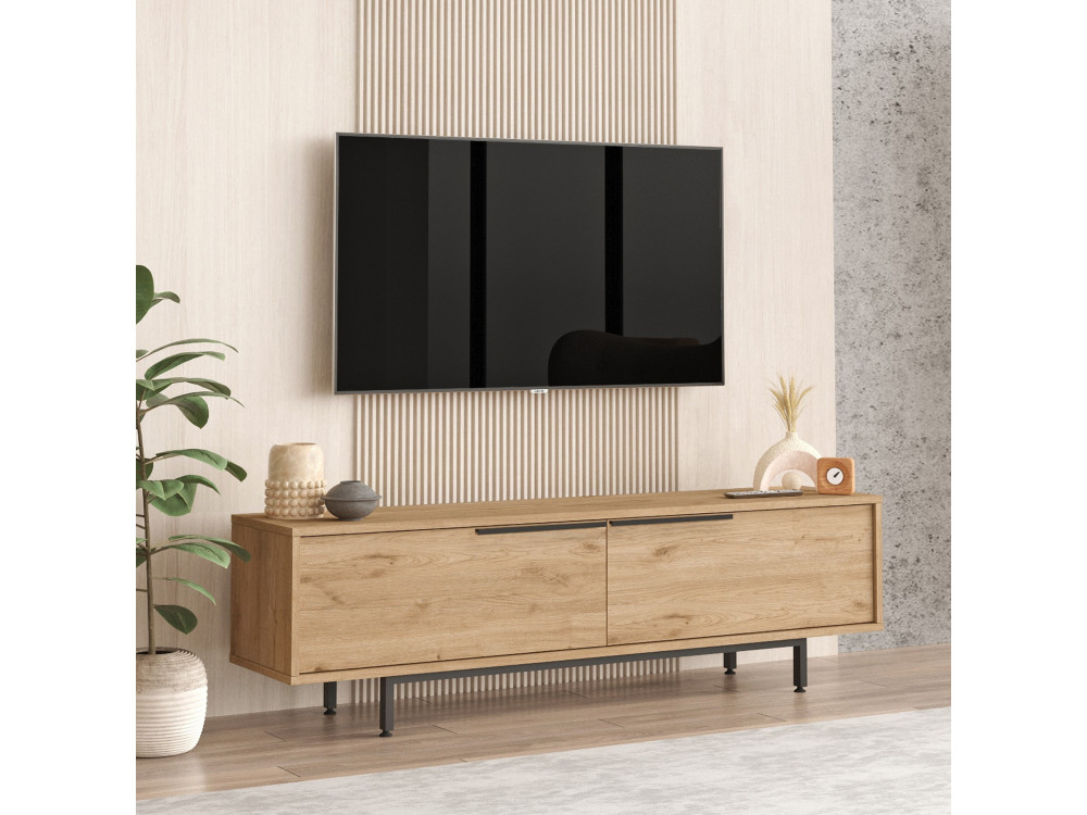 Porta TV in legno "Calvin" - 160 x 35 x 45 cm - Marrone