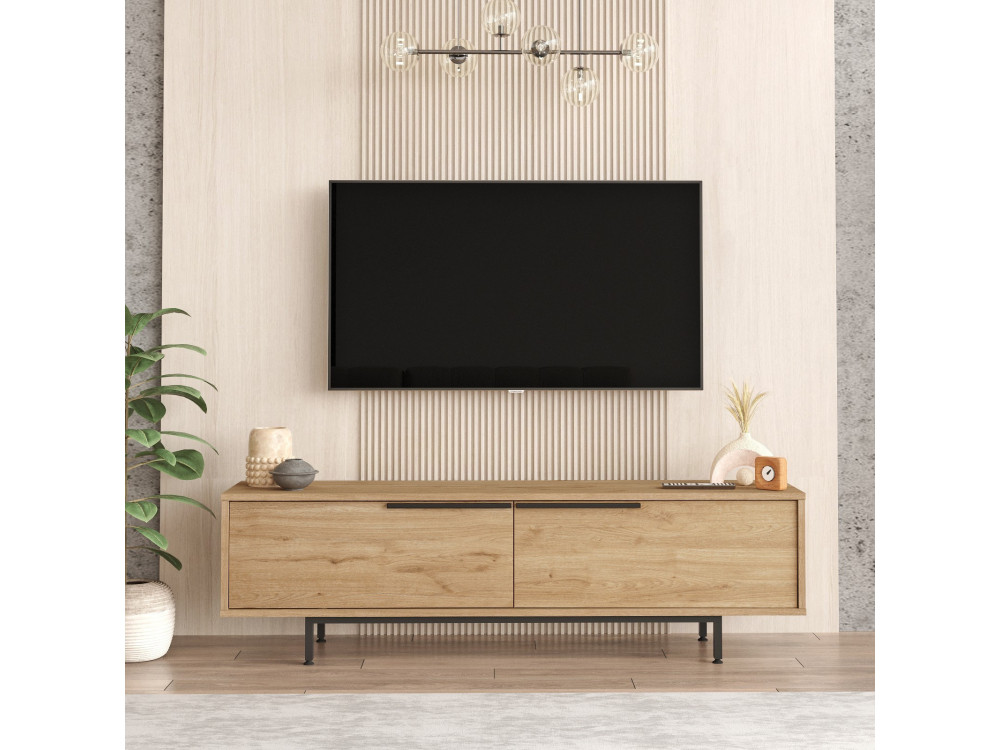Porta TV in legno "Calvin" - 160 x 35 x 45 cm - Marrone