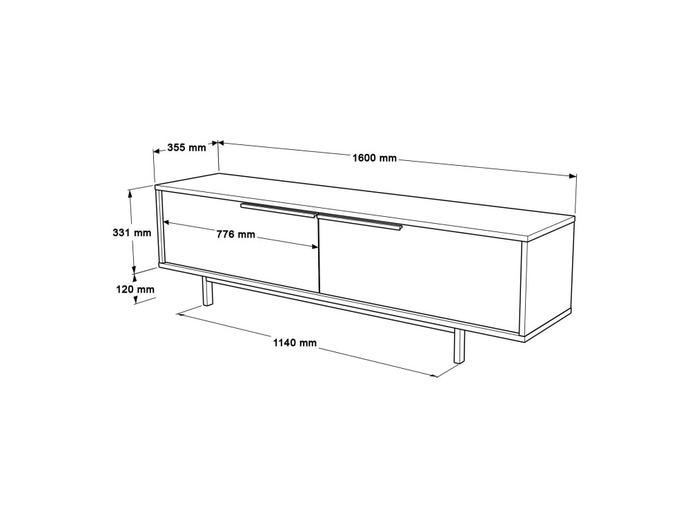 Porta TV in legno "Calvin" - 160 x 35 x 45 cm - Marrone