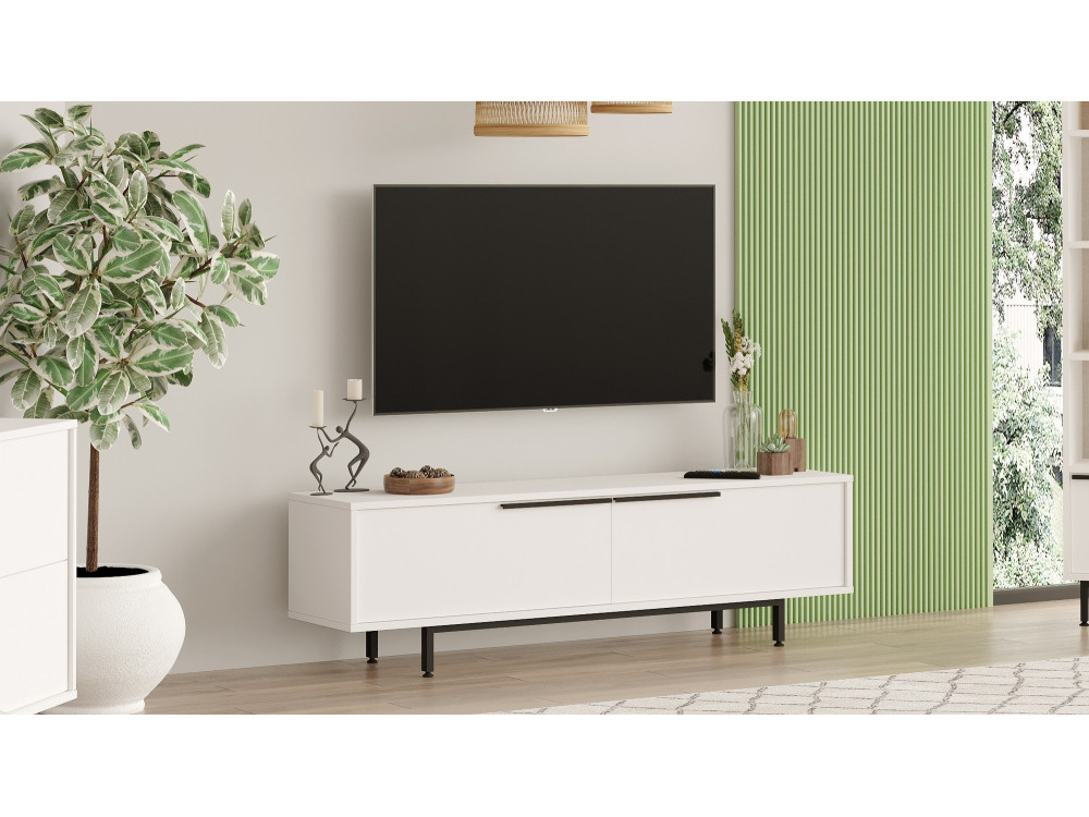 Porta TV in legno "Calvin" - 160 x 35 x 45 cm - Bianco