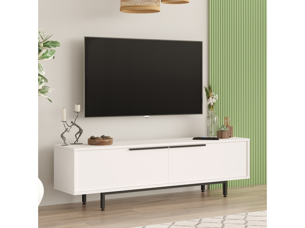 Porta TV in legno "Calvin" - 160 x 35 x 45 cm - Bianco