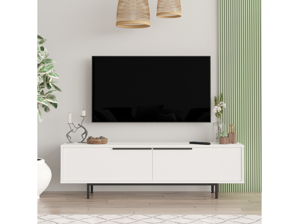 Porta TV in legno "Calvin" - 160 x 35 x 45 cm - Bianco