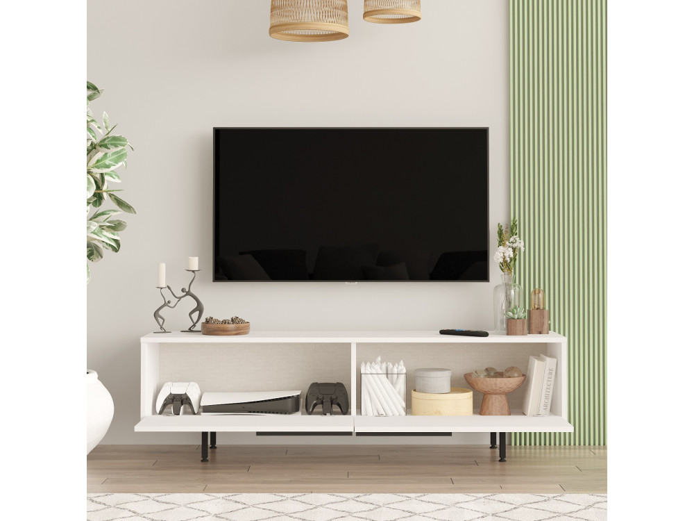 Porta TV in legno "Calvin" - 160 x 35 x 45 cm - Bianco