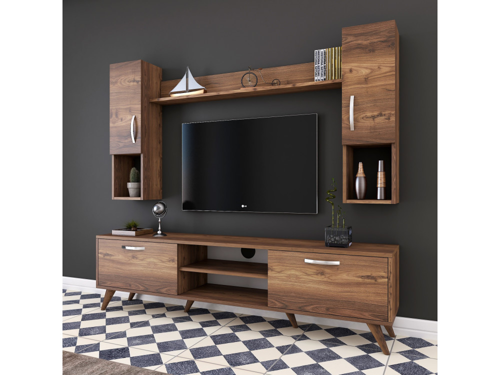 Porta TV in legno "Mezalun" - 180 x 35 x 48 cm - Marrone