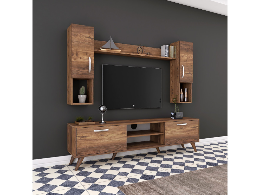 Porta TV in legno "Mezalun" - 180 x 35 x 48 cm - Marrone