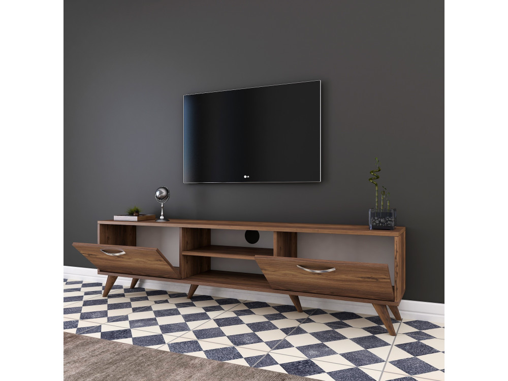 Porta TV in legno "Atik" - 180 x 35 x 48 cm - Marrone