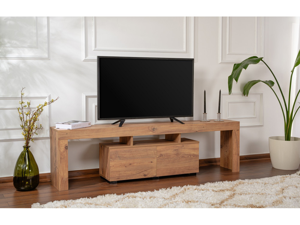 Porta TV in legno "Enclave" - 180 x 31 x 50 cm - Marrone
