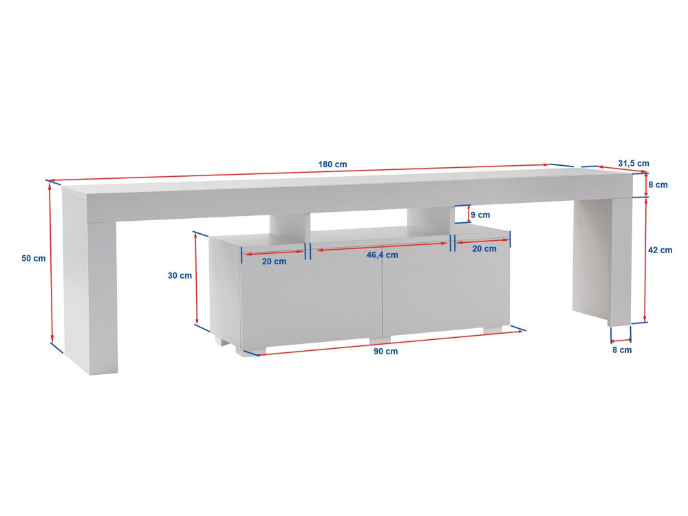 Porta TV in legno "Enclave" - 180 x 31 x 50 cm - Marrone