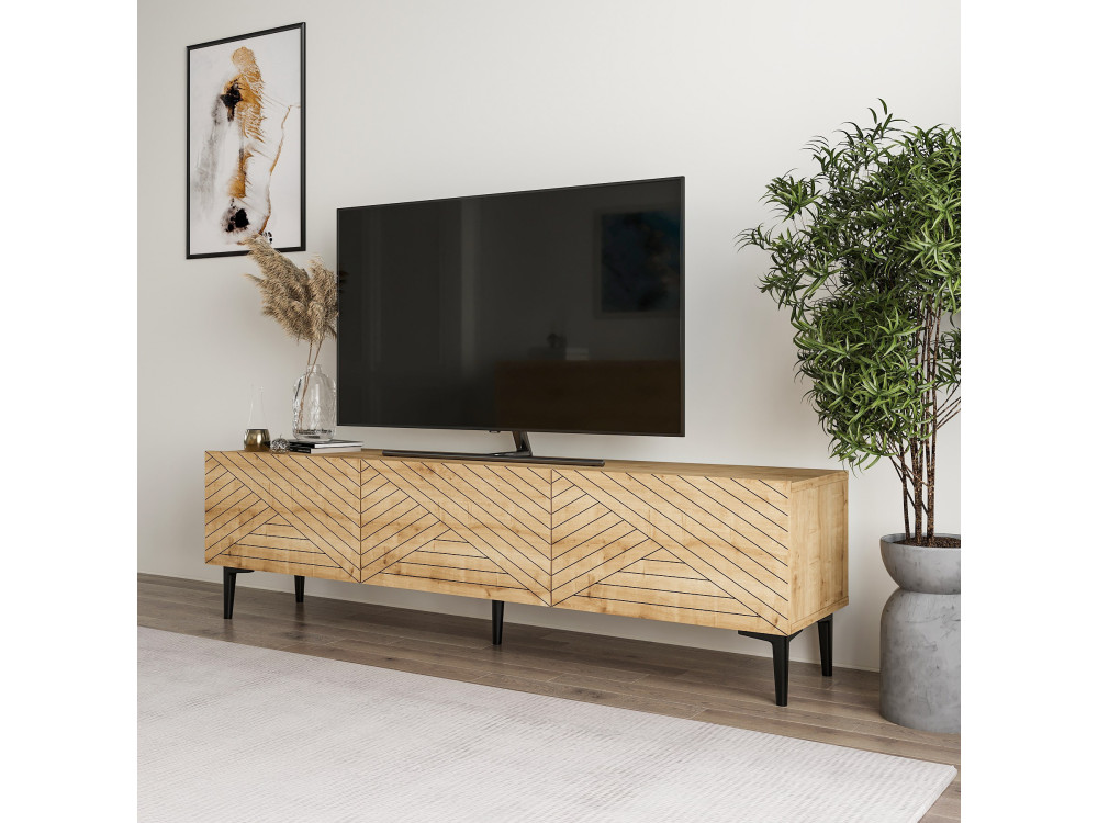 Mobile TV in legno "Felix" 160 x 31,4 x 44,1 cm - Rovere zaffiro