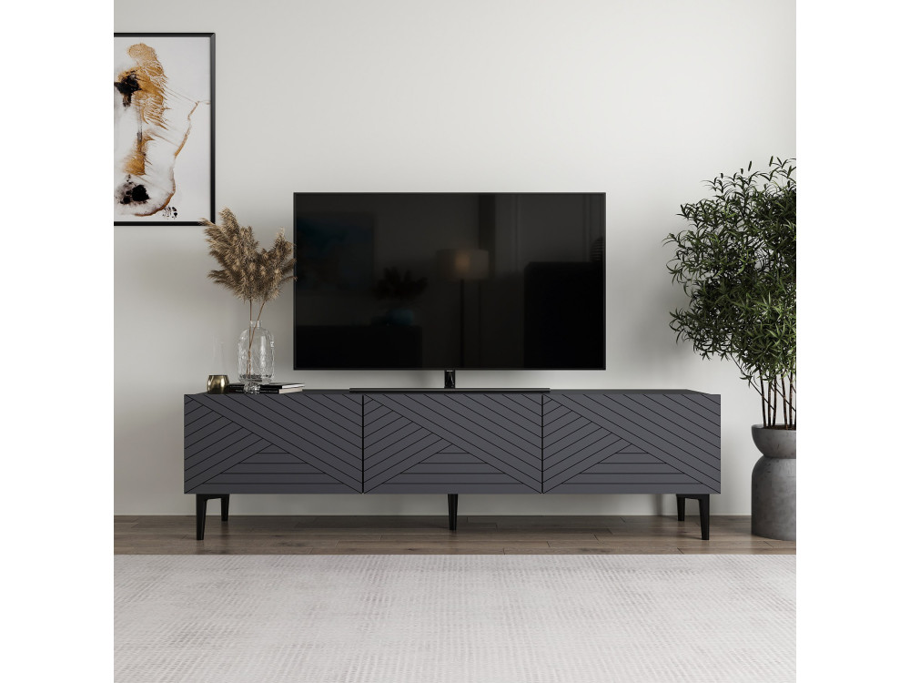 Mobile TV in legno "Felix" 160 x 31,4 x 44,1 cm - Antracite