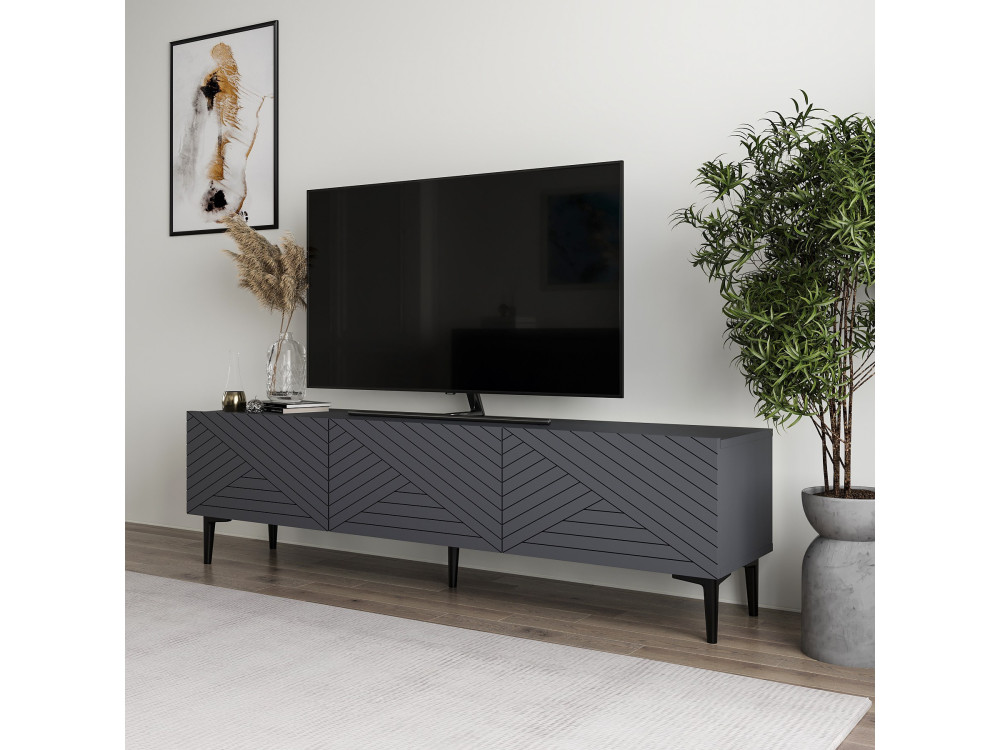 Mobile TV in legno "Felix" 160 x 31,4 x 44,1 cm - Antracite