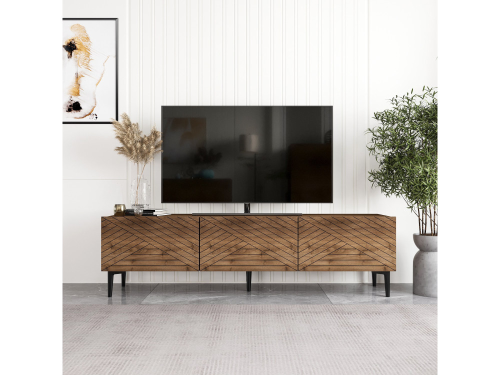 Porta TV in legno "Felix" - 160 x 31 x 44 cm - Marrone