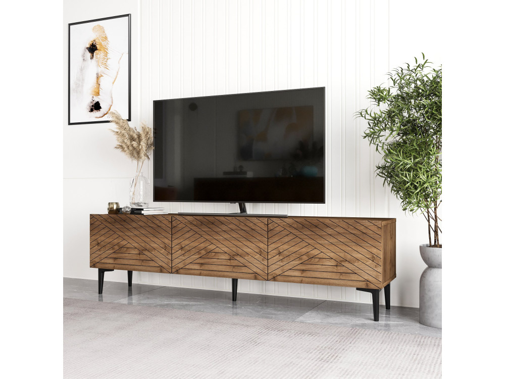 Porta TV in legno "Felix" - 160 x 31 x 44 cm - Marrone