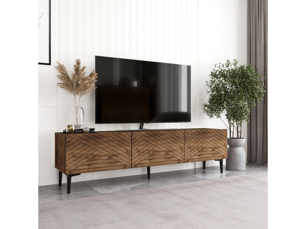 Porta TV in legno "Felix" - 160 x 31 x 44 cm - Marrone