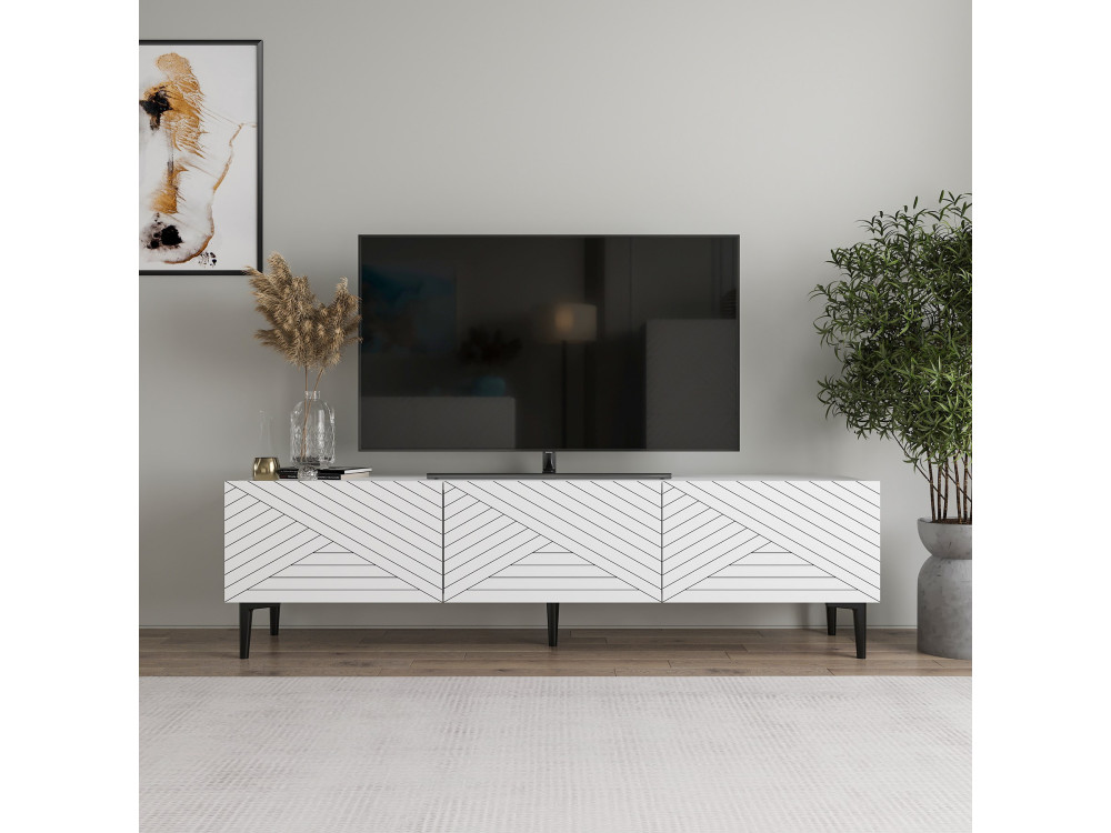 Porta TV in legno "Felix" - 160 x 31 x 44 cm - Bianco